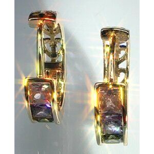 Gold Plated Hoop Earrings With Sparkling Cubic Zirconia Stones